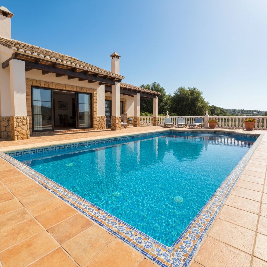 Piscine avec mosaïque méditerranéenne
